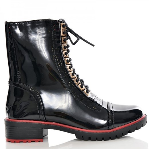 Stylowo Lakierowane Workery - Czarne Botki Trapery Wilady czarny 36