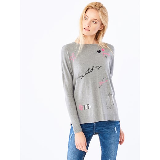 Mohito - Luźny sweter z napisami - Szary