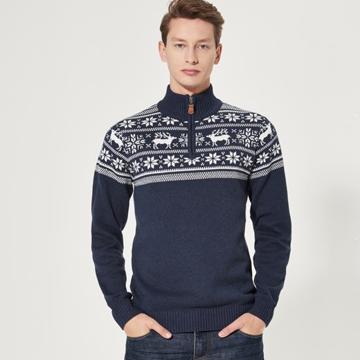House - Sweter winter essential - Granatowy