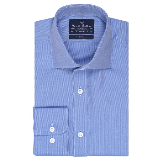 Deep Blue Two-Ply Cotton Luxury Twill Slim Fit Shirt James Button jamesbutton.com
