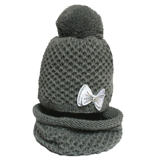 Zimowa czapka dziecięca z kominkiem, rozmiar 1 – 3 lat szary Proman  