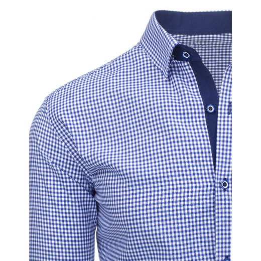 Niebieska koszula męska w kratkę (dx1283)   L DSTREET