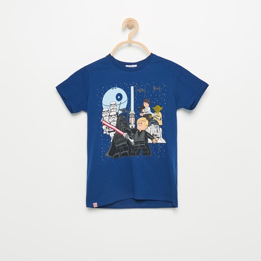 Reserved - T-shirt z nadrukiem lego - Granatowy - męska Reserved niebieski 134 