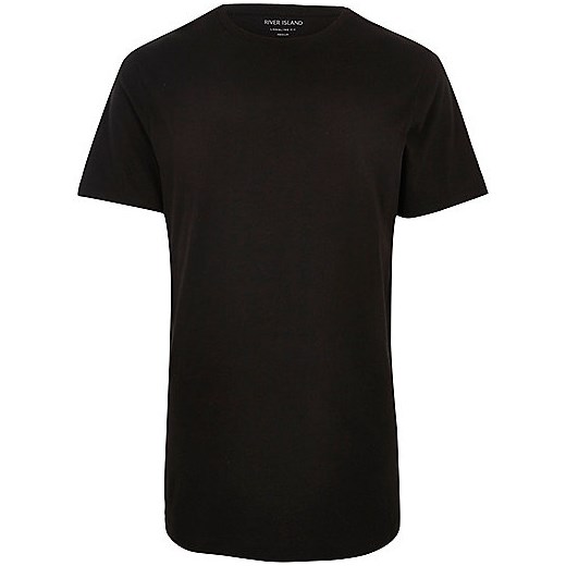 Black curved hem longline T-shirt  River Island   