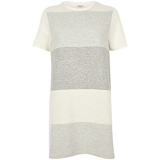 Cream quilted panel shift dress   River Island  