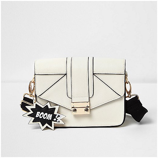 Girls white satchel bag with animated tags   River Island  