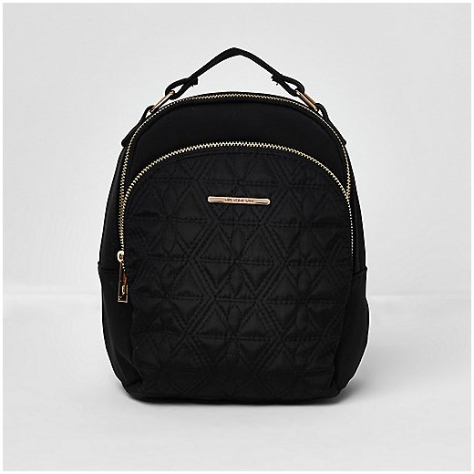 Girls black quilted backpack  River Island   