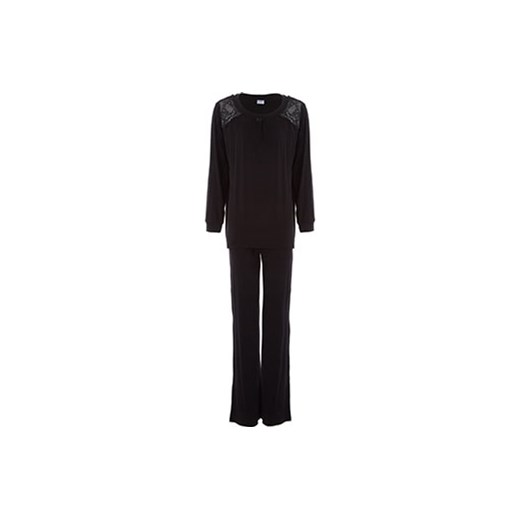 Black Lace Trim Pyjama Two-Piece  czarny  tkmaxx