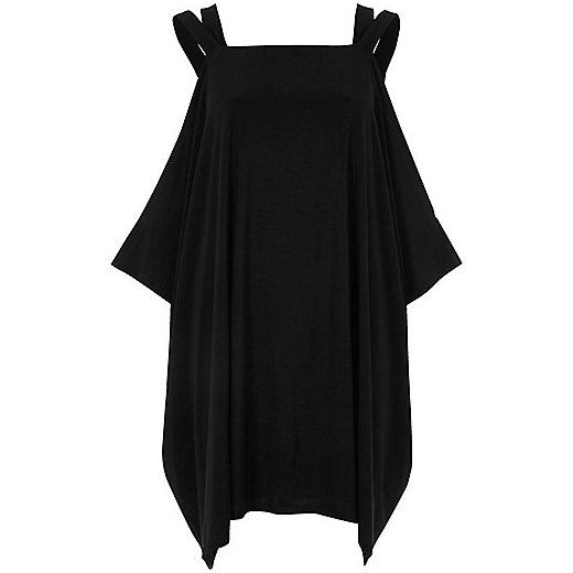 Black cold shoulder trapeze dress  czarny River Island  