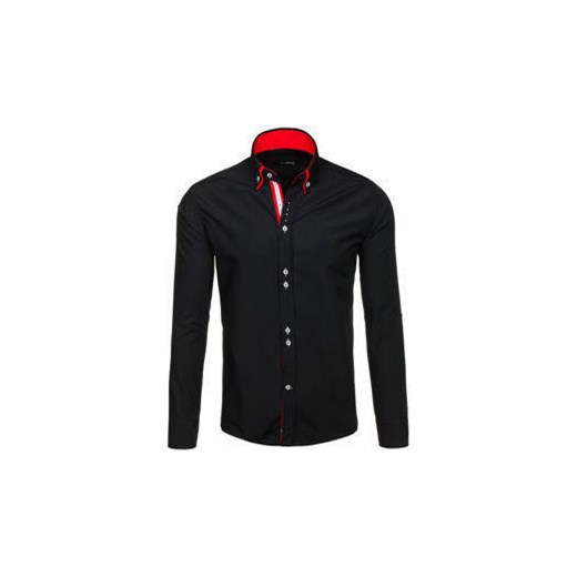 Czarno-czerwona koszula męska elegancka z długim rękawem Denley 4727-1 Denley.pl  M okazja  