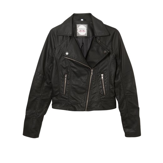 Teens Black Leather Look PU Biker Jacket
