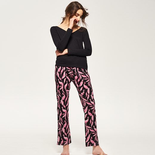Reserved - Dwuczęściowa piżama - Czarny - damska fioletowy Reserved S 