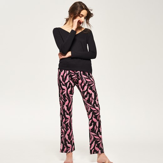 Reserved - Dwuczęściowa piżama - Czarny - damska fioletowy Reserved M 