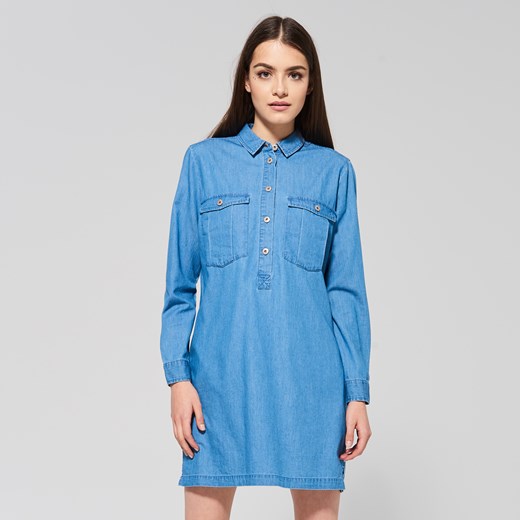 Sinsay - Jeansowa sukienka - Niebieski Sinsay niebieski XL 