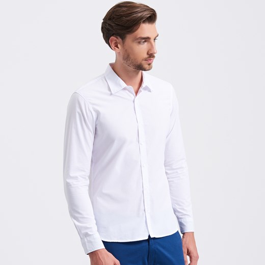 Reserved - Koszula z nadrukiem slim fit - Biały