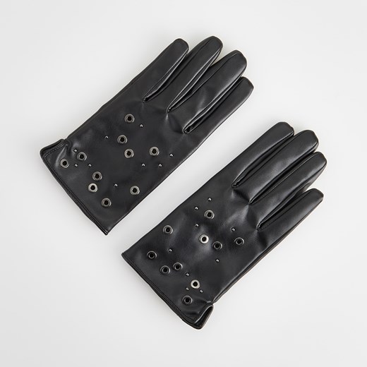 Reserved - Rękawiczki z eko skóry - Czarny