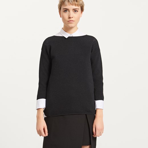 Reserved - Sweter o prążkowanej fakturze - Czarny