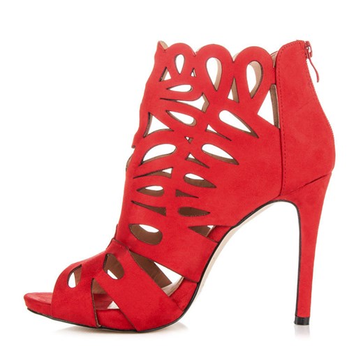 Botki szpilki ażurowe czerwone MELODY Style Shoes  38 merg.pl