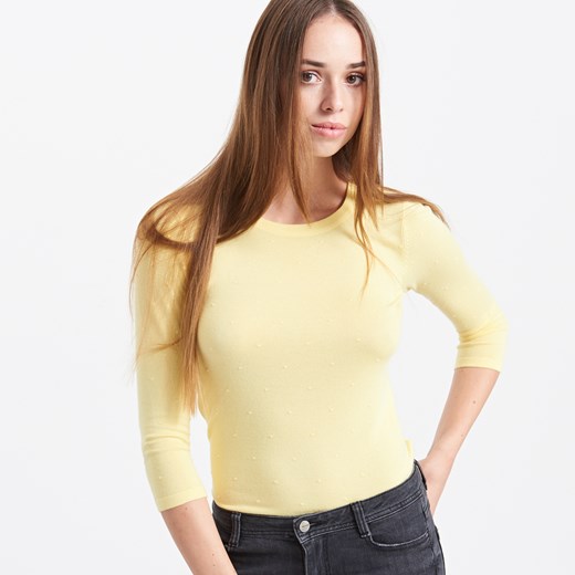 Reserved - Sweter z supełkami - Żółty Reserved  XS 