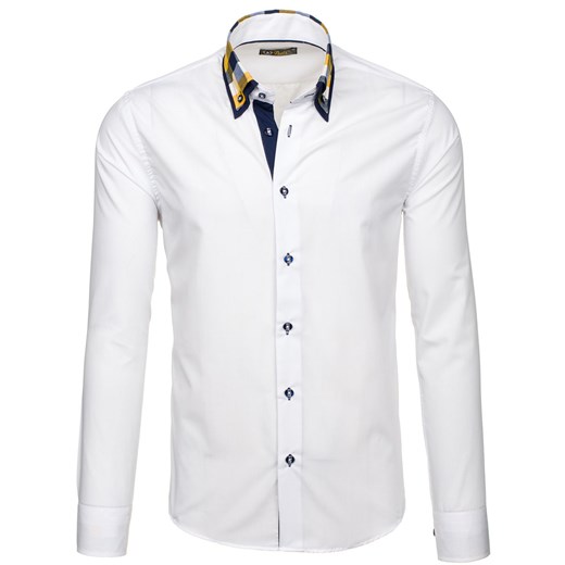 Biała koszula męska elegancka z długim rękawem Bolf 6966 Denley.pl  L wyprzedaż  