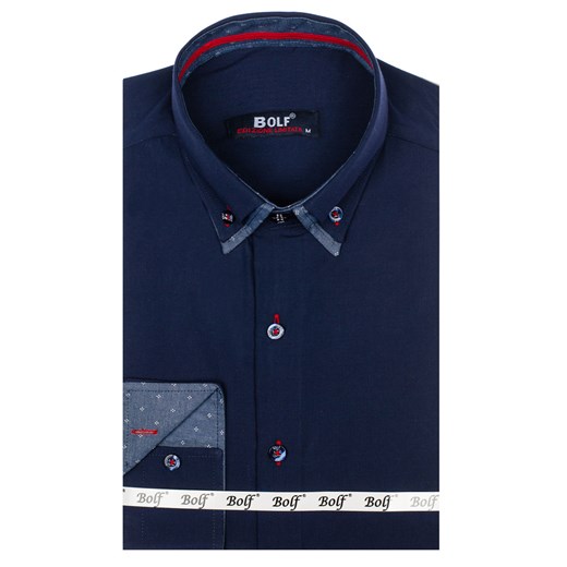 Granatowa koszula męska elegancka z długim rękawem Bolf 6965 Denley.pl  XL promocyjna cena  