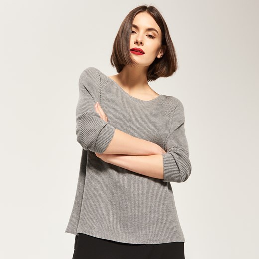 Reserved - Sweter z zarysowanym splotem - Szary  Reserved XL 