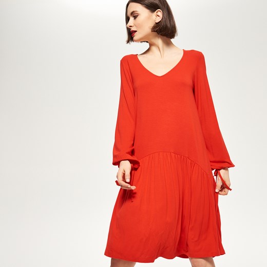 Reserved - Gładka sukienka mini - Czerwony pomaranczowy Reserved M 