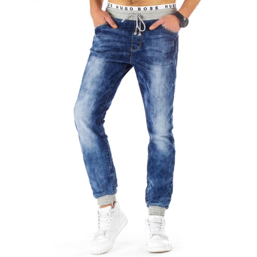 Spodnie jeansowe joggery męskie niebieskie (ux0807) Jeans niebieski S30 DSTREET