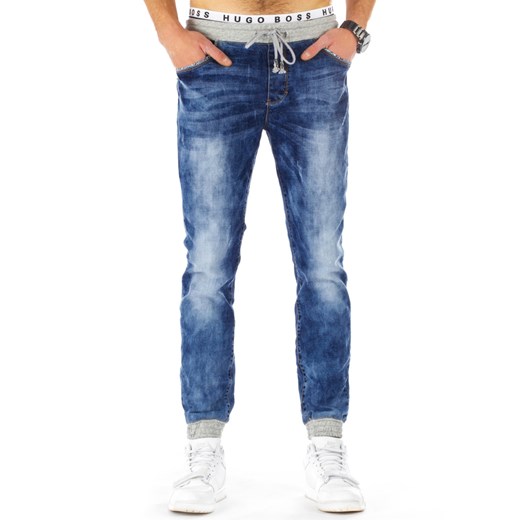 Spodnie jeansowe joggery męskie niebieskie (ux0807) Jeans niebieski s29 DSTREET