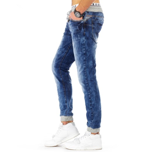 Spodnie jeansowe joggery męskie niebieskie (ux0807) niebieski Jeans s29 DSTREET