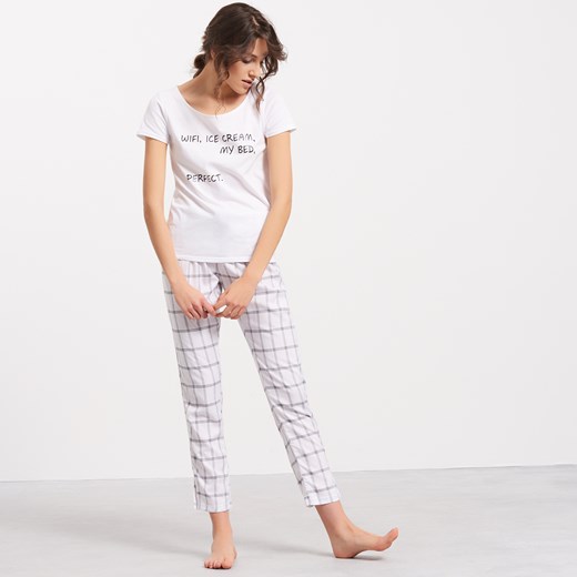 Reserved - Dwuczęściowa piżama z nadrukiem - Biały bialy Reserved M 