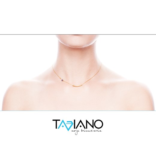 Naszyjnik srebrny, delikatny łańcuszek modna rurka, koralik, złocony Taviano  43 wyprzedaż Taviano moja biżuteria 