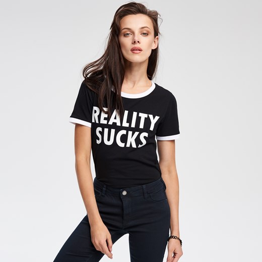 Cropp - T-shirt i pray for my haters - Czarny Cropp czarny S