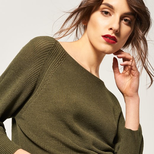 Reserved - Sweter z zarysowanym splotem - Zielony  Reserved XS 