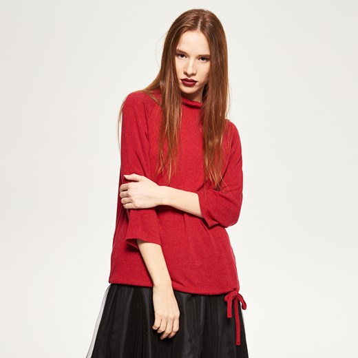 Reserved - Sweter z luźnym golfem - Czerwony  Reserved XS 