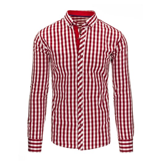 Biało-czerwona koszula męska w kratkę (dx1223)