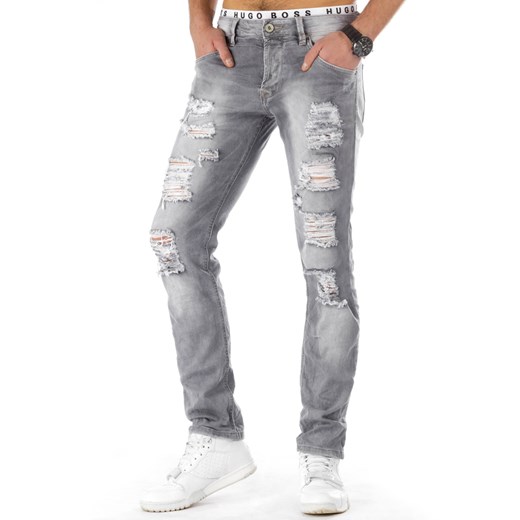 Spodnie jeansowe męskie szare (ux0792)