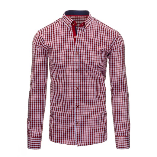 Czerwono-niebieska koszula męska w kratkę (dx1225)