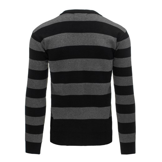 Sweter męski w paski czarny (wx0876)