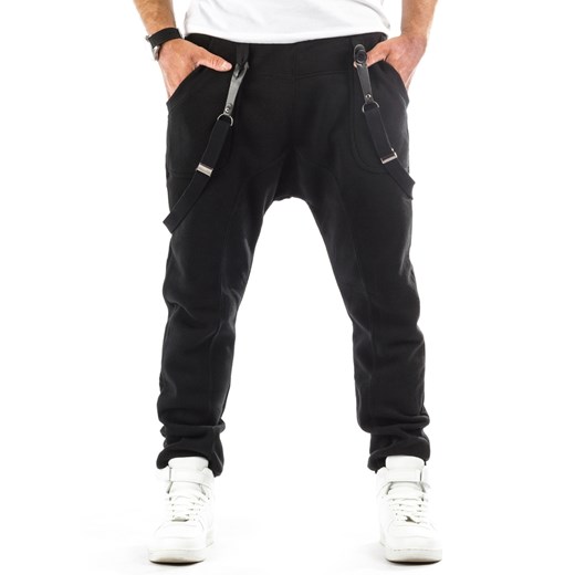 Spodnie męskie dresowe baggy czarne (ux0693)