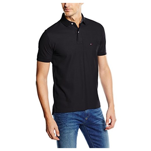 Koszulka polo Tommy Hilfiger dla mężczyzn, kolor: czarny, rozmiar: Large czarny Tommy Hilfiger M Amazon