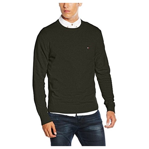 Sweter Tommy Hilfiger dla mężczyzn, kolor: zielony (ROSIN HTR 351), rozmiar: Large czarny Tommy Hilfiger S Amazon