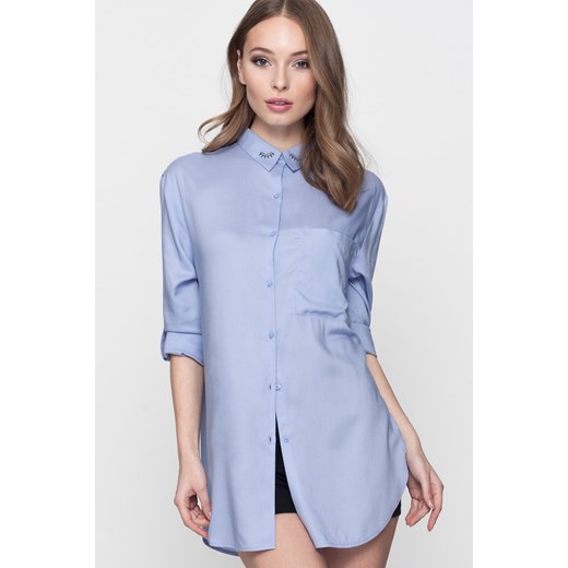 Blue Shirt with Embroidered Collar  Tally Weijl   