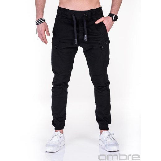 Spodnie męskie joggery P474 - czarne
