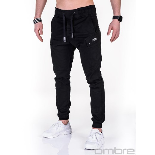 Spodnie męskie joggery P474 - czarne