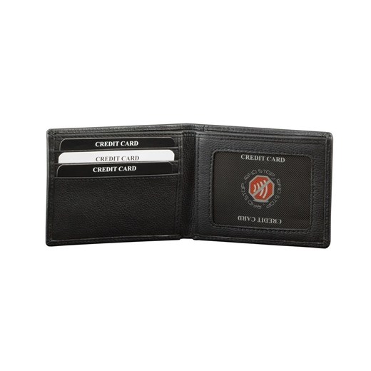 Ultra Cienki Skórzany Portfel Slim Zabezpieczenie Kart RFID Czarny