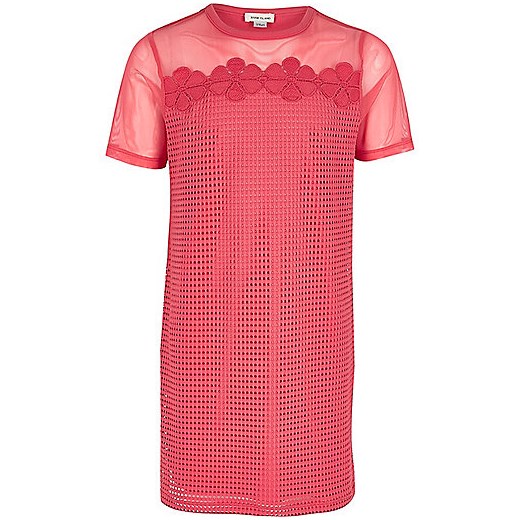 Girls pink mesh T-shirt dress 