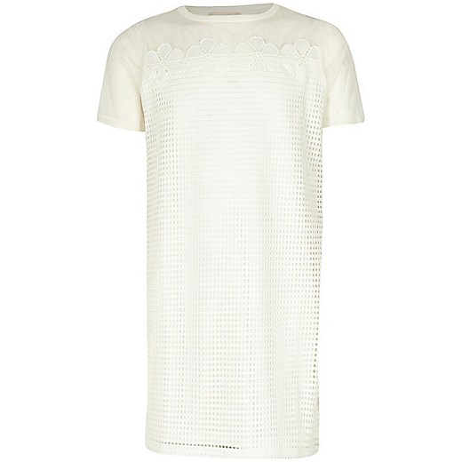 Girls white mesh T-shirt dress 