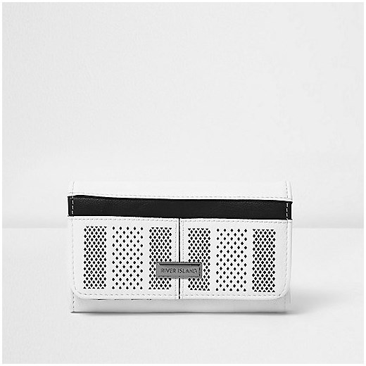Girls white perforated sports trifold purse 