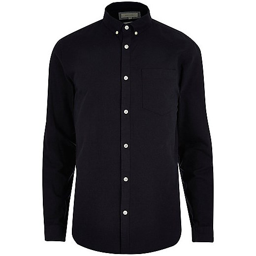Navy casual slim fit Oxford shirt 